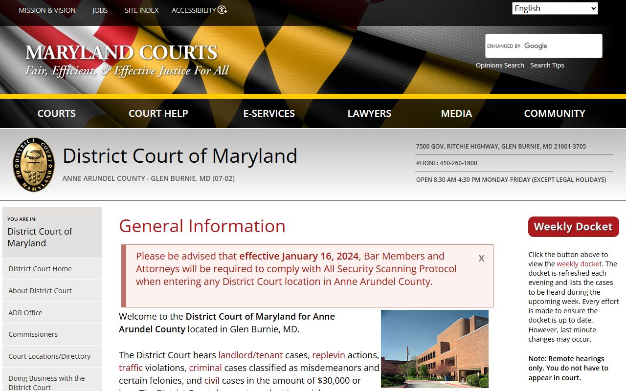 Glen Burnie court docket records