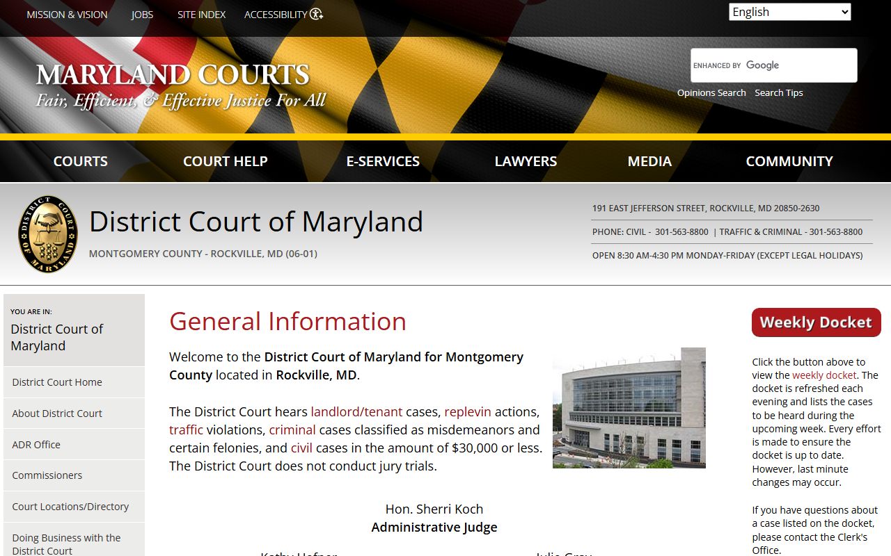 Rockville District Court directory