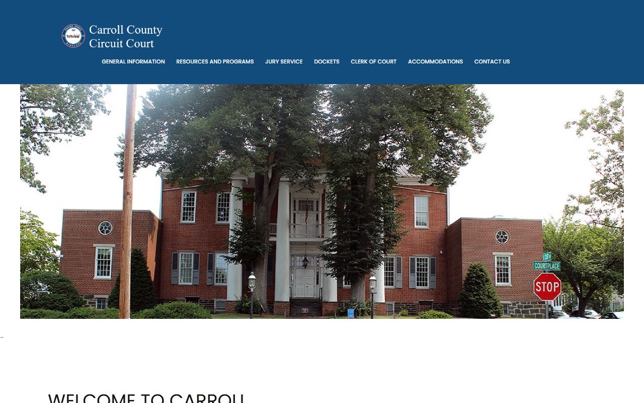 Carroll County Circuit Court website showing local rules and docket information