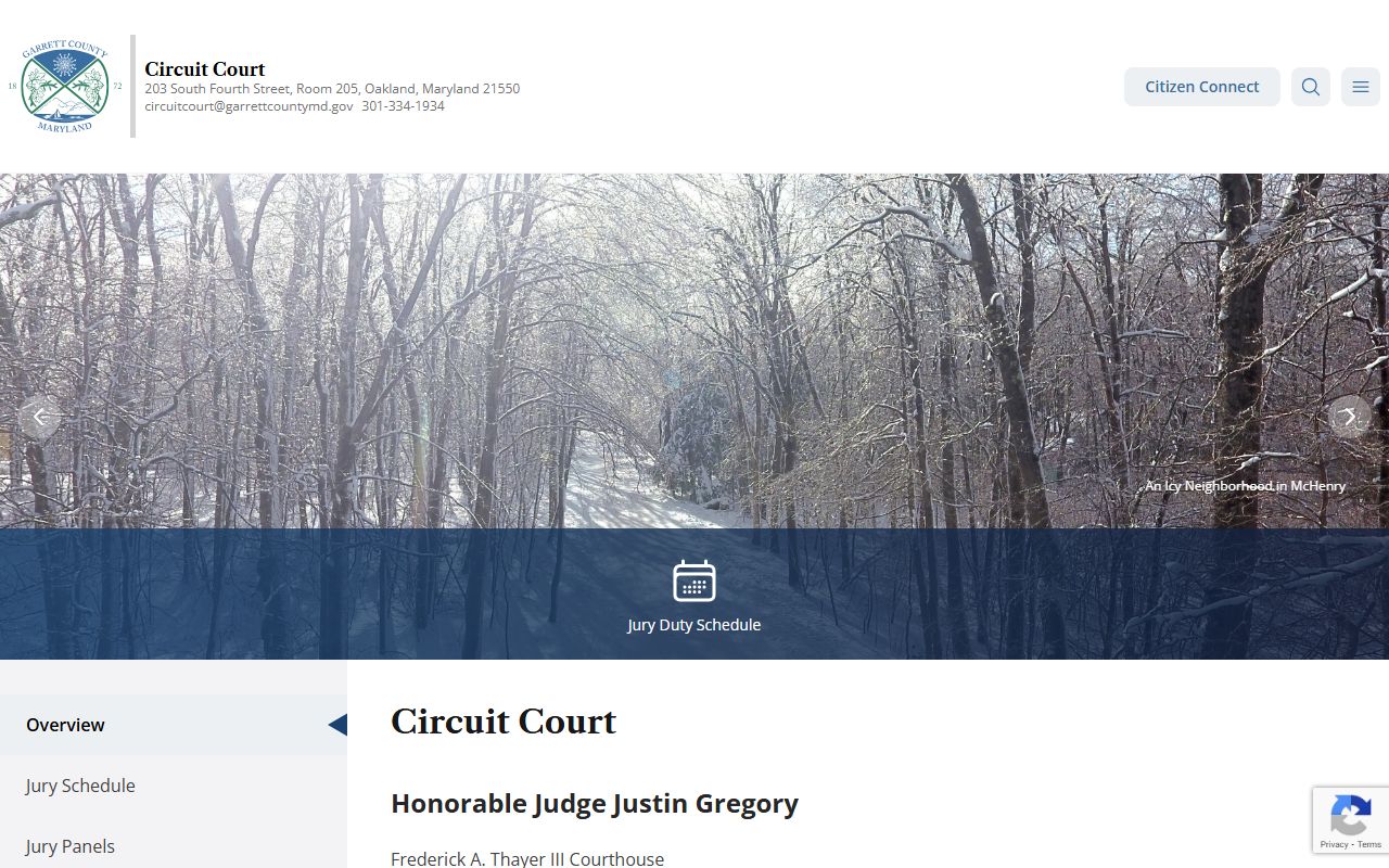 Garrett County Circuit Court website with local docket and filing information